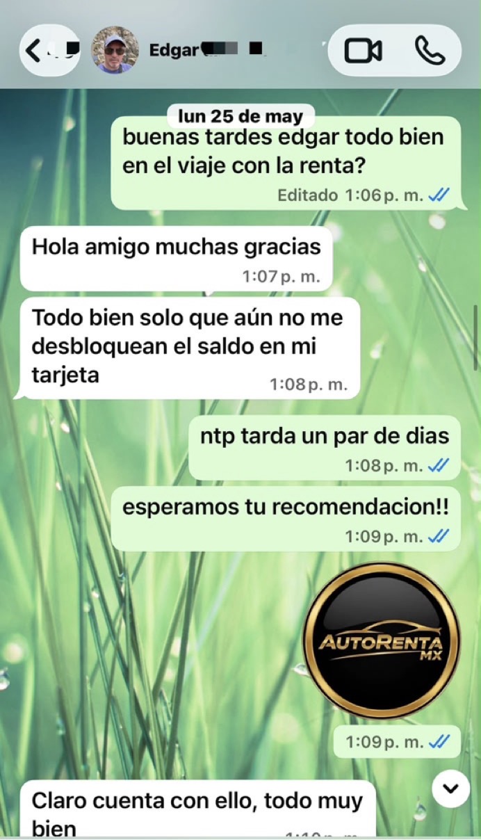 Testimonio de Edgar por WhatsApp